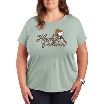 Plus Size Peanuts Howdy, Partner Snoopy Graphic Tee