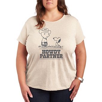 Plus Size Peanuts Charlie & Snoopy Howdy Partner Graphic Tee