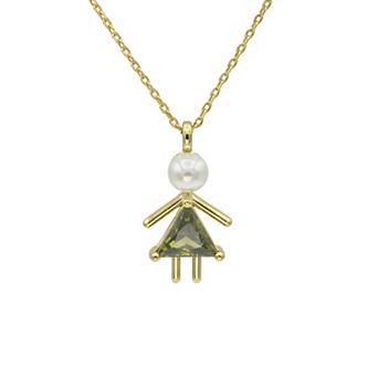 City Luxe Gold-Tone Crystal Birthstone Baby Girl Pendant Necklace
