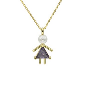 City Luxe Gold-Tone Crystal Birthstone Baby Girl Pendant Necklace