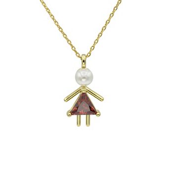 City Luxe Gold-Tone Crystal Birthstone Baby Girl Pendant Necklace