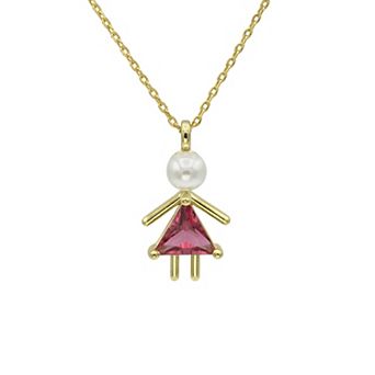 City Luxe Gold-Tone Crystal Birthstone Baby Girl Pendant Necklace