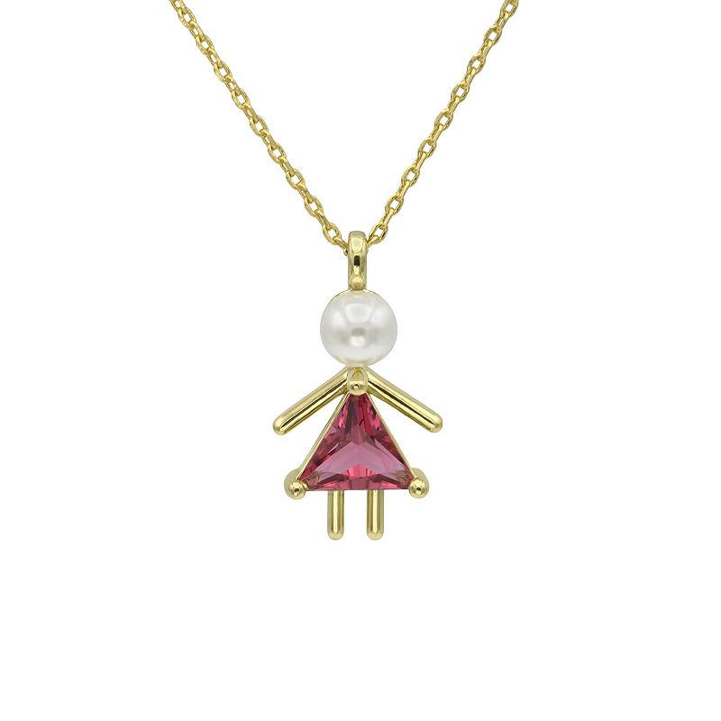 City Luxe Gold-Tone Crystal Birthstone Baby Girl Pendant Necklace, Women's, 