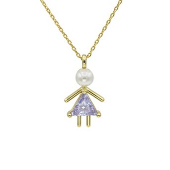 City Luxe Gold-Tone Crystal Birthstone Baby Girl Pendant Necklace