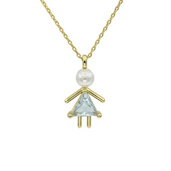 City Luxe Gold-Tone Crystal Birthstone Baby Girl Pendant Necklace