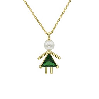 City Luxe Gold-Tone Crystal Birthstone Baby Girl Pendant Necklace