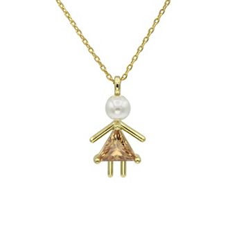 City Luxe Gold-Tone Crystal Birthstone Baby Girl Pendant Necklace