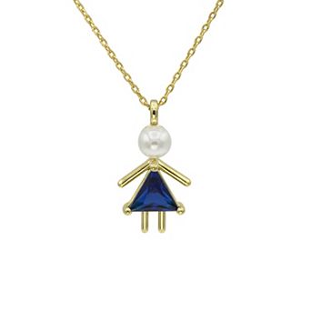 City Luxe Gold-Tone Crystal Birthstone Baby Girl Pendant Necklace