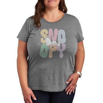 Plus Size Peanuts Sleepy Snoopy Distressed Graphic Tee