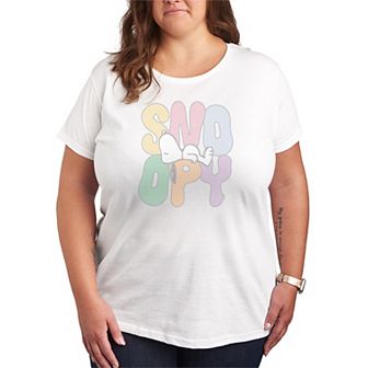 Plus Size Peanuts Sleepy Snoopy Distressed Graphic Tee
