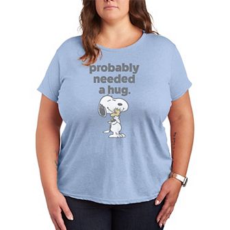 Plus Size Peanuts Snoopy & Woodstock Probably Needed A Hug Graphic Tee