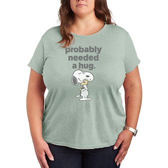 Plus Size Peanuts Snoopy & Woodstock Probably Needed A Hug Graphic Tee