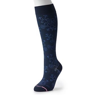 Women's Dr. Motion Wide Calf Floral Knee-High Socks