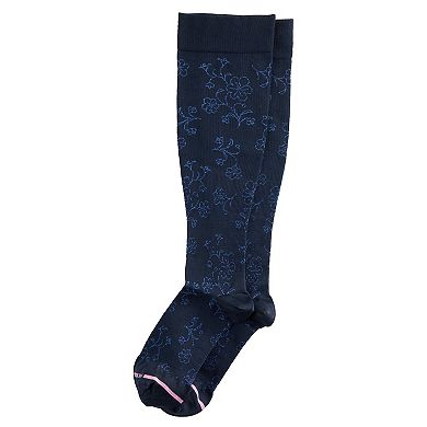 Women's Dr. Motion Wide Calf Floral Knee-High Socks