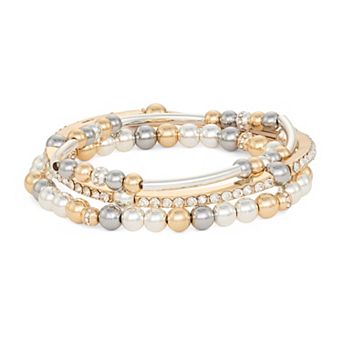 Nine West 3 pc Gold-Tone Ball Stretch Bracelet Set