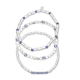 Nine West 3 pc Silver Tone Stretch Bracelet Set