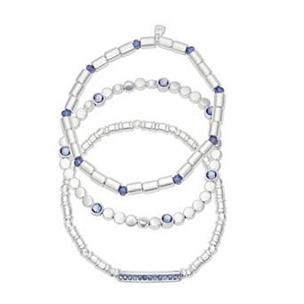 Nine West 3 pc Silver Tone Stretch Bracelet Set