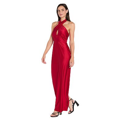 Women's R&M Richards Long Bodycon Halter Neck Dress With Keyhole Detail