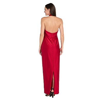 Women's R&M Richards Long Bodycon Halter Neck Dress With Keyhole Detail