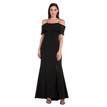 Women's R&M Richards Long Sheer Banded Cold Shoulder Dress