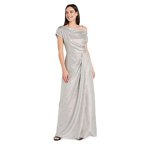 Женские платья R&M Women's R&M Richards Foil Metallic Knit Side Drape Dress
