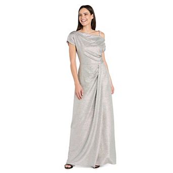 Women's R&M Richards Foil Metallic Knit Side Drape Dress