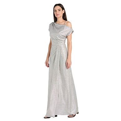 Women's R&M Richards Foil Metallic Knit Side Drape Dress