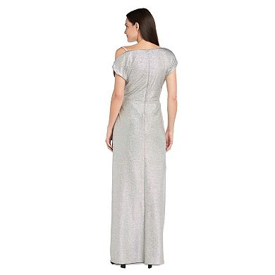 Women's R&M Richards Foil Metallic Knit Side Drape Dress