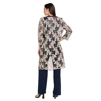 Women's R&M Richards 3-Pc. Pantsuit Soutache Floral Pattern Set