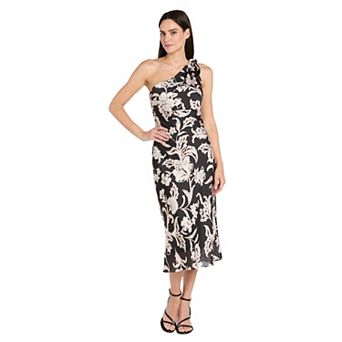 Women's R&M Richards Printed Satin One Shoulder Dress