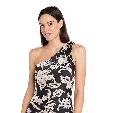 Women's R&M Richards Printed Satin One Shoulder Dress