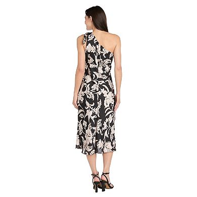 Women's R&M Richards Printed Satin One Shoulder Dress