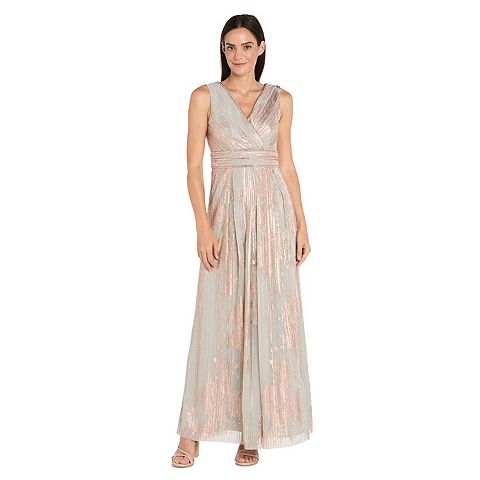 Женские платья R&M Women's R&M Richards Foil Print Pleated Metallic Knit Dress
