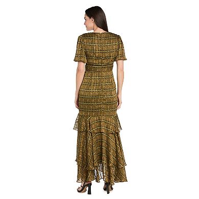 Women's R&M Richards Metallic Stripe Printed Maxi Dress