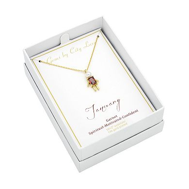 City Luxe Gold-Tone Crystal Birthstone Baby Boy Pendant Necklace