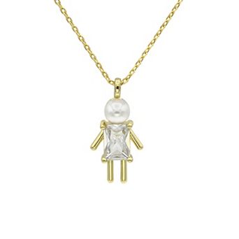 City Luxe Gold-Tone Crystal Birthstone Baby Boy Pendant Necklace