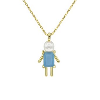 City Luxe Gold-Tone Crystal Birthstone Baby Boy Pendant Necklace
