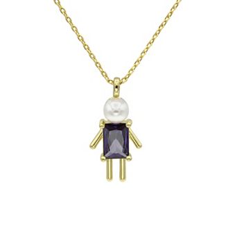 City Luxe Gold-Tone Crystal Birthstone Baby Boy Pendant Necklace