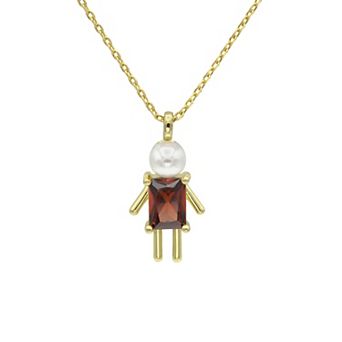 City Luxe Gold-Tone Crystal Birthstone Baby Boy Pendant Necklace