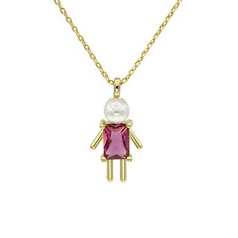City Luxe Gold-Tone Crystal Birthstone Baby Boy Pendant Necklace