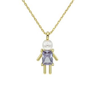 City Luxe Gold-Tone Crystal Birthstone Baby Boy Pendant Necklace