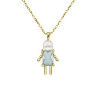 City Luxe Gold-Tone Crystal Birthstone Baby Boy Pendant Necklace