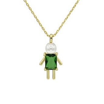 City Luxe Gold-Tone Crystal Birthstone Baby Boy Pendant Necklace