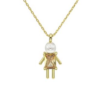 City Luxe Gold-Tone Crystal Birthstone Baby Boy Pendant Necklace