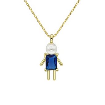City Luxe Gold-Tone Crystal Birthstone Baby Boy Pendant Necklace