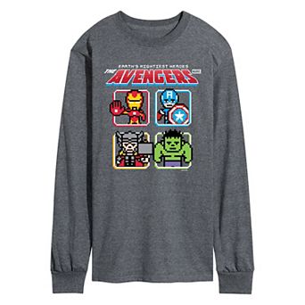 Men's Marvel The Avengers Earth's Mightiest Heroes 8-Bit Long Sleeve Graphic Tee