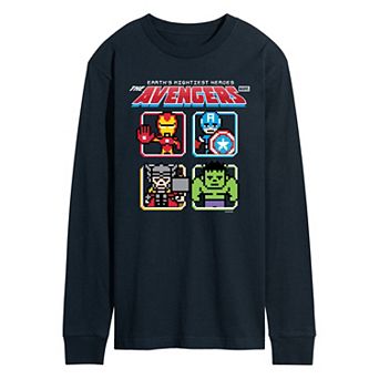 Men's Marvel The Avengers Earth's Mightiest Heroes 8-Bit Long Sleeve Graphic Tee