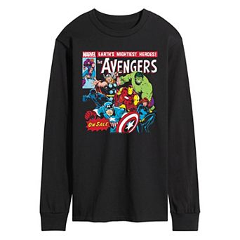 Men's Marvel The Avengers Retro Comic Cover Long Sleeve Graphic Tee