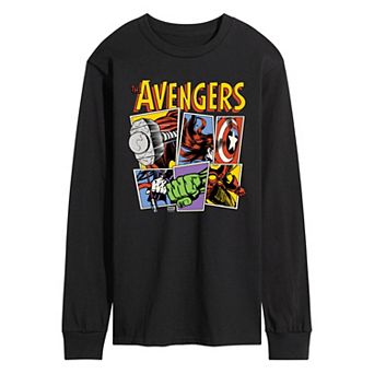 Men's Marvel The Avengers Grid Retro Long Sleeve Graphic Tee