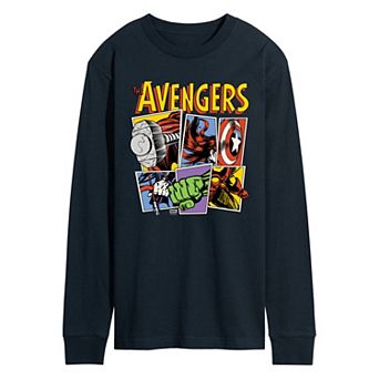 Men's Marvel The Avengers Grid Retro Long Sleeve Graphic Tee